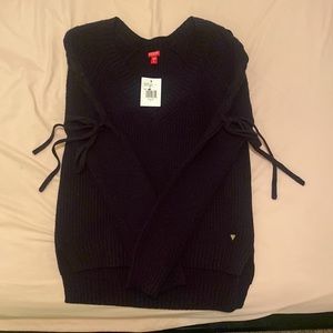 Black Guess size small braided/tie-able v-neck Sweater.